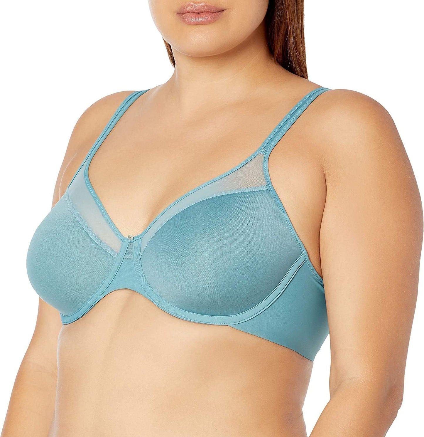 Bali One Smooth U Underwire Bra, Ultra Light Underwire T-Shirt Bra, Convertible Underwire Bra with Stay-In-Place Straps Blue Sage / 40D