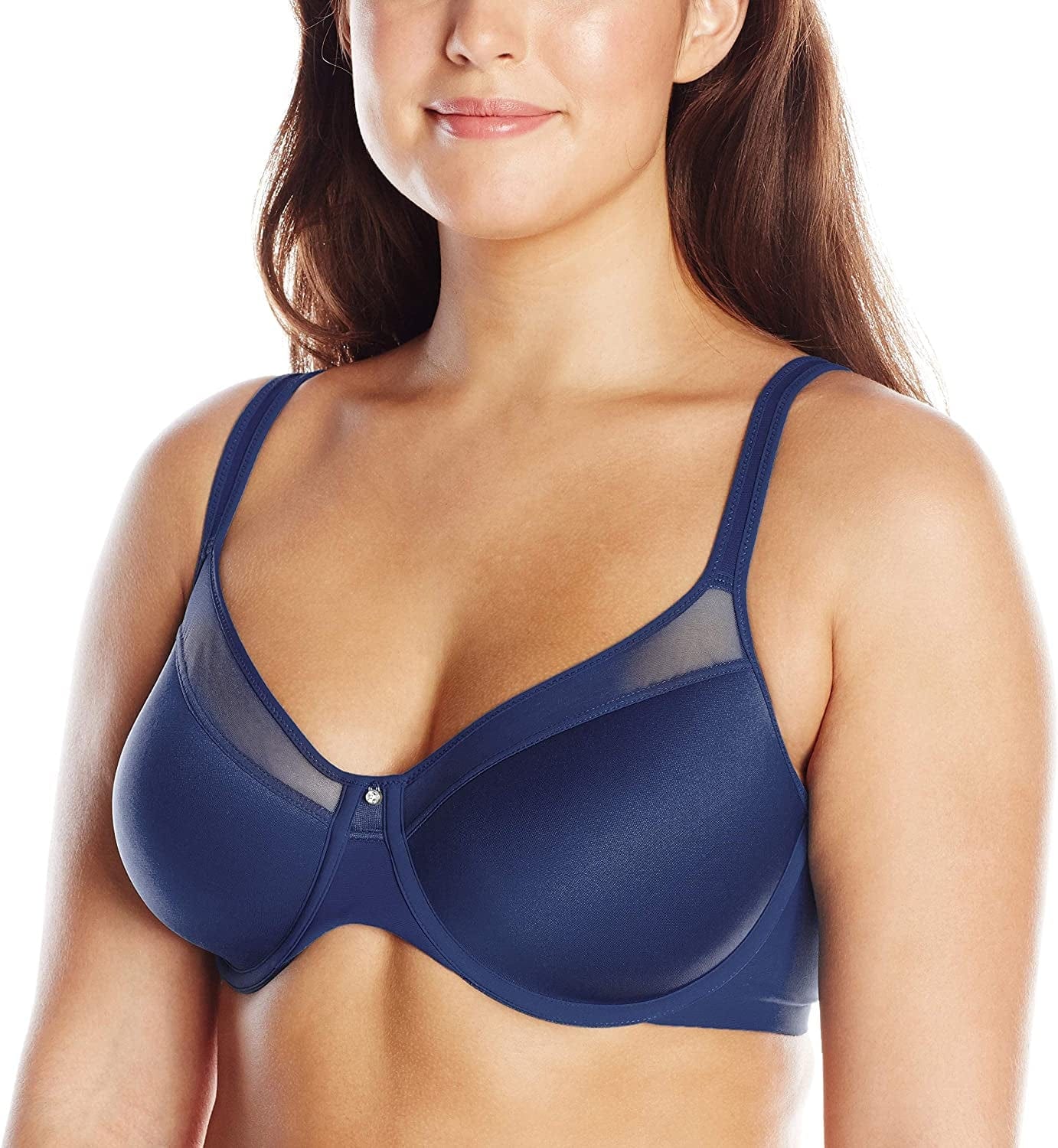 Bali One Smooth U Underwire Bra, Ultra Light Underwire T-Shirt Bra, Convertible Underwire Bra with Stay-In-Place Straps In the Navy/Navy / 34D