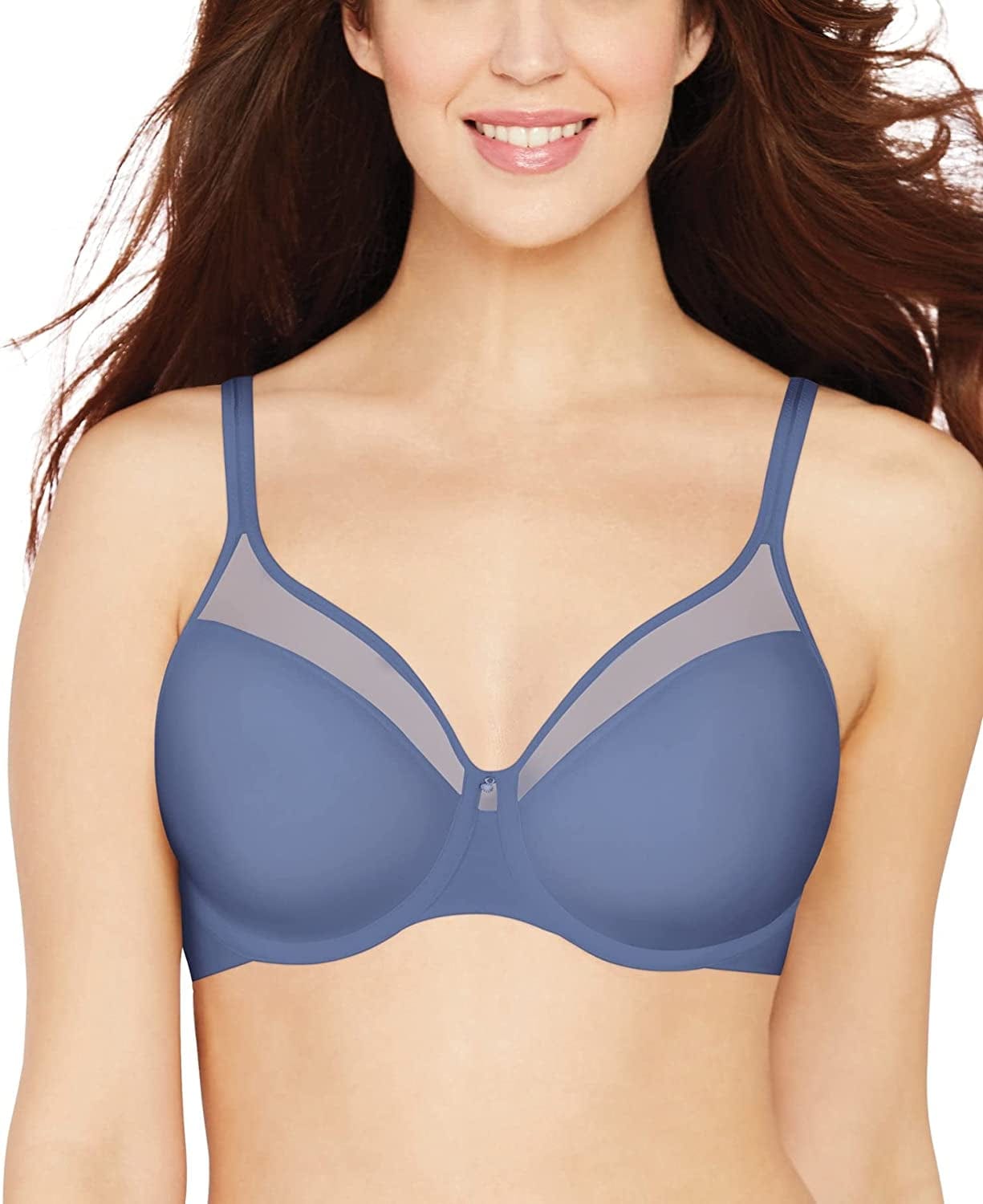 Bali One Smooth U Underwire Bra, Ultra Light Underwire T-Shirt Bra, Convertible Underwire Bra with Stay-In-Place Straps Chateau Blue / 42D