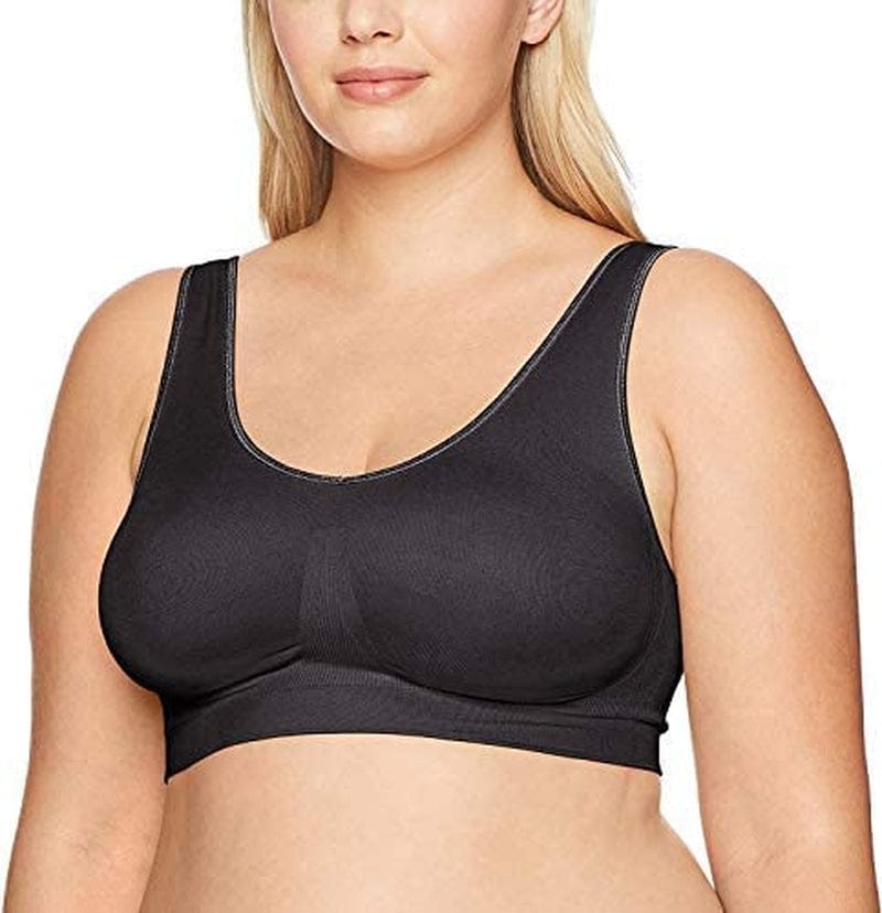 Bali One Smooth U Wireless Bra, Seamless No-Bulge Shapewear Bra, Pullover Bralette with No-Roll Underband and No-Dig Straps Black / X-Large