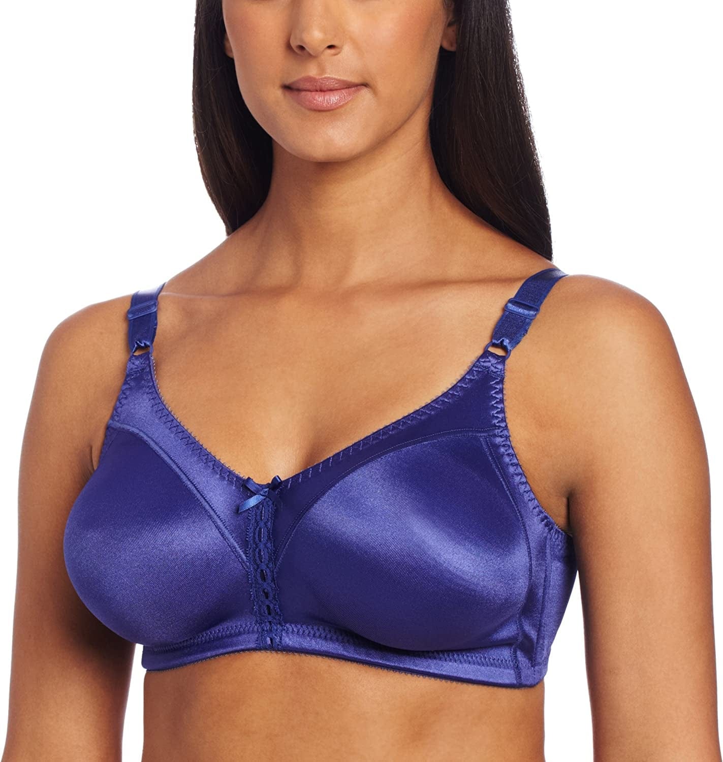 Bali Wireless Bra, Our Bestselling Wirefree Moisture-Wicking Bra, Double Support Satin Full-Coverage Wireless Bra Blue Cobalt / 34C