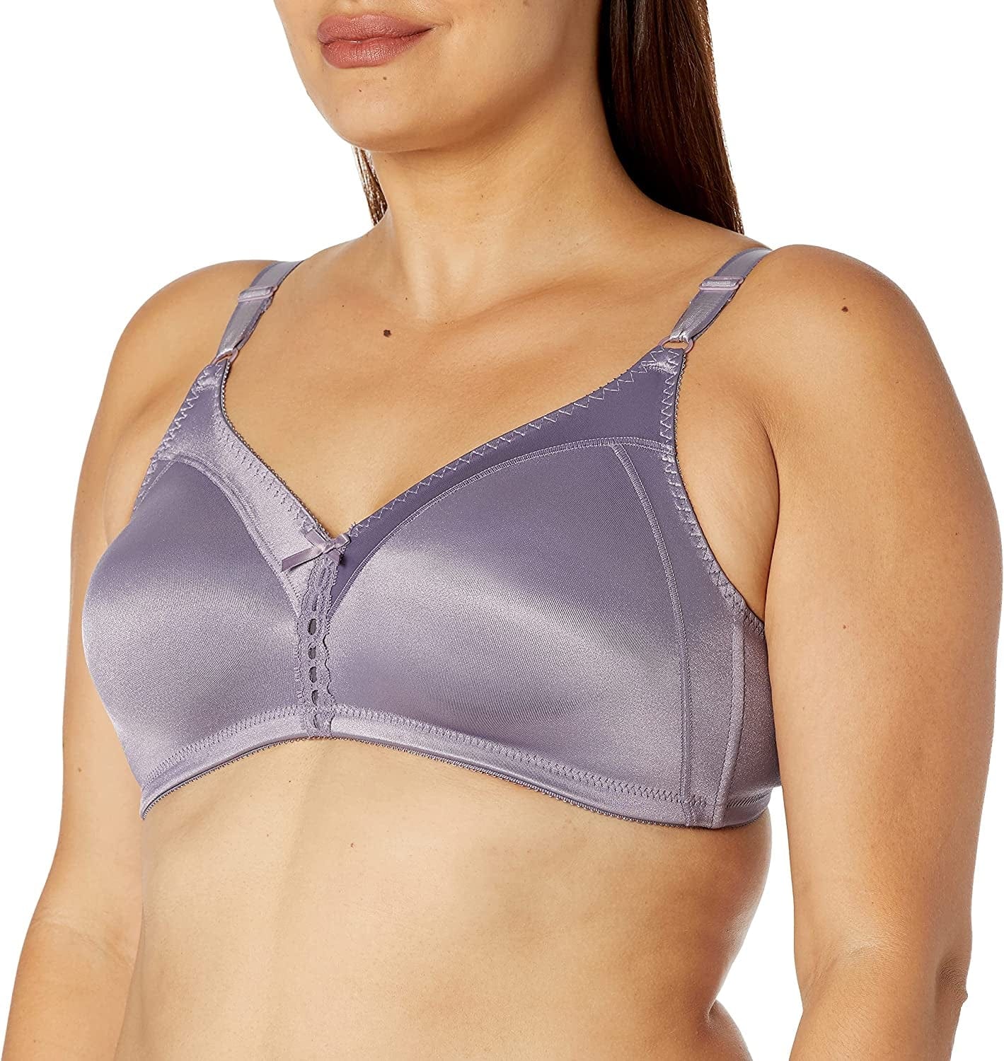 Bali Wireless Bra, Our Bestselling Wirefree Moisture-Wicking Bra, Double Support Satin Full-Coverage Wireless Bra Perfectly Purple / 40D