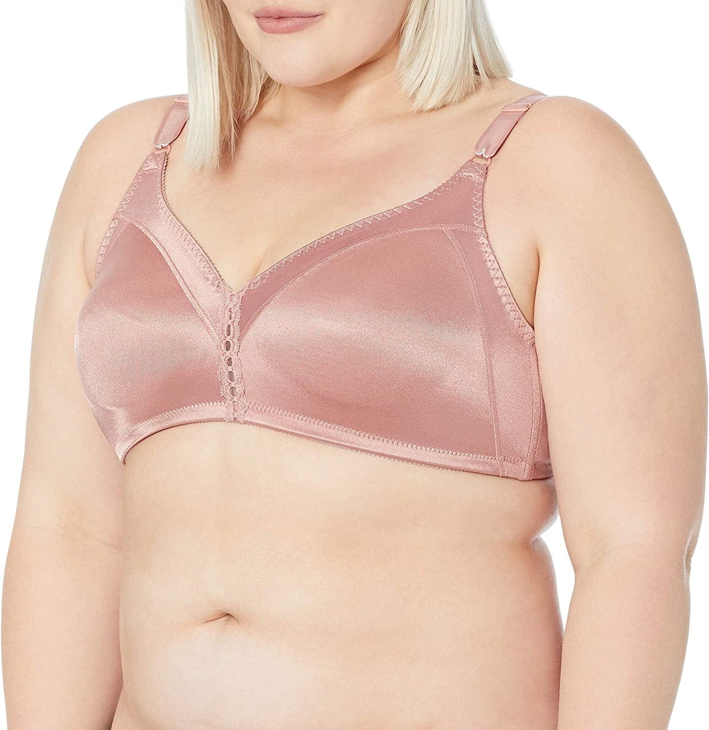Bali Wireless Bra, Our Bestselling Wirefree Moisture-Wicking Bra, Double Support Satin Full-Coverage Wireless Bra Misted Rose / 40D