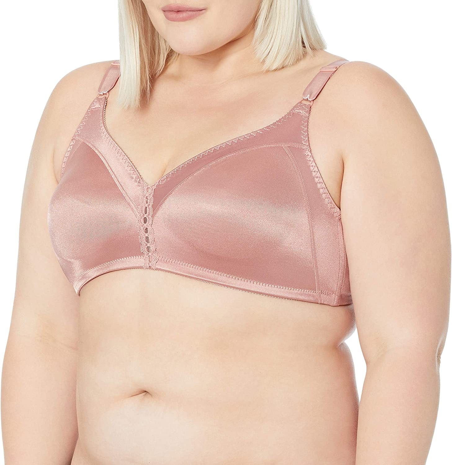 Bali Wireless Bra, Our Bestselling Wirefree Moisture-Wicking Bra, Double Support Satin Full-Coverage Wireless Bra Misted Rose / 40D