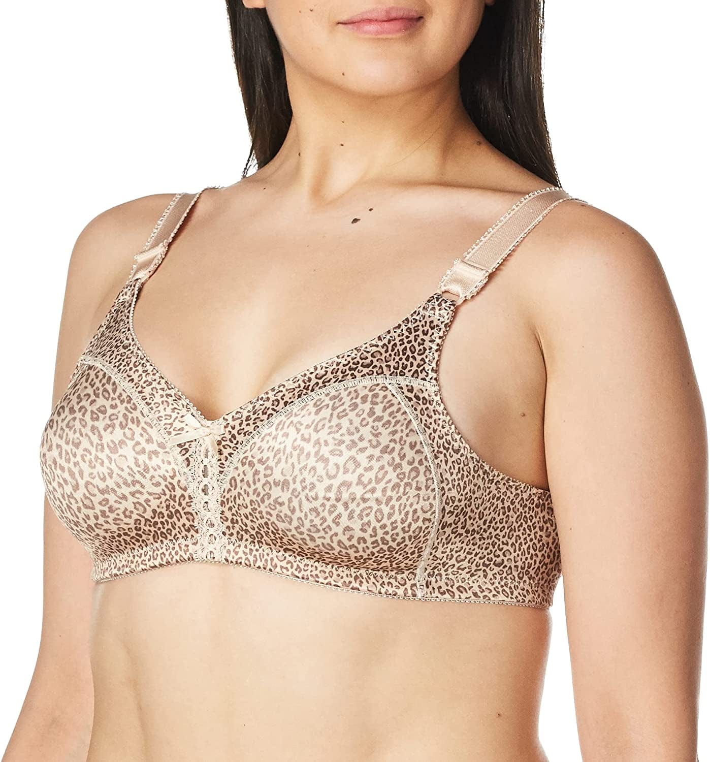 Bali Wireless Bra, Our Bestselling Wirefree Moisture-Wicking Bra, Double Support Satin Full-Coverage Wireless Bra Sexy Animal Print / 40D