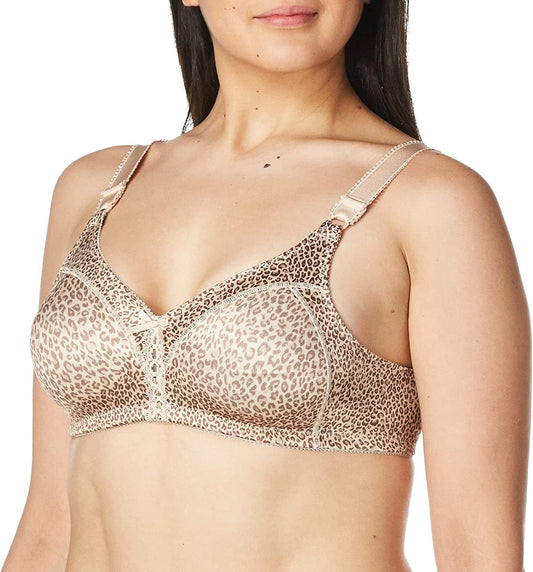 Bali Wireless Bra, Our Bestselling Wirefree Moisture-Wicking Bra, Double Support Satin Full-Coverage Wireless Bra Sexy Animal Print / 40D