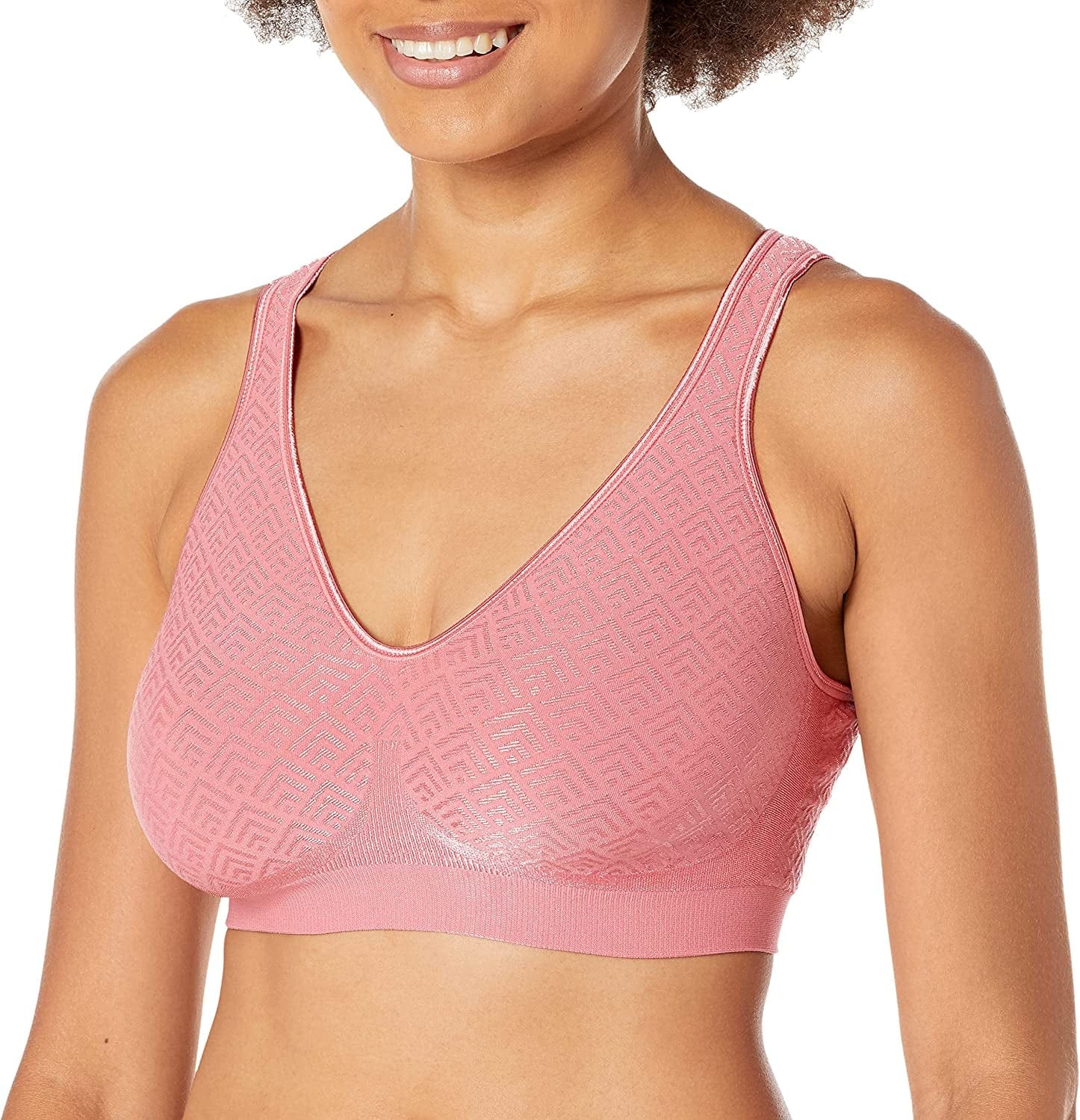 Bali Women'S Comfort Revolution Full-Coverage Wireless Bra, Wirefree T-Shirt Bra, DF3484 Blushing Rouge Retro / X-Large