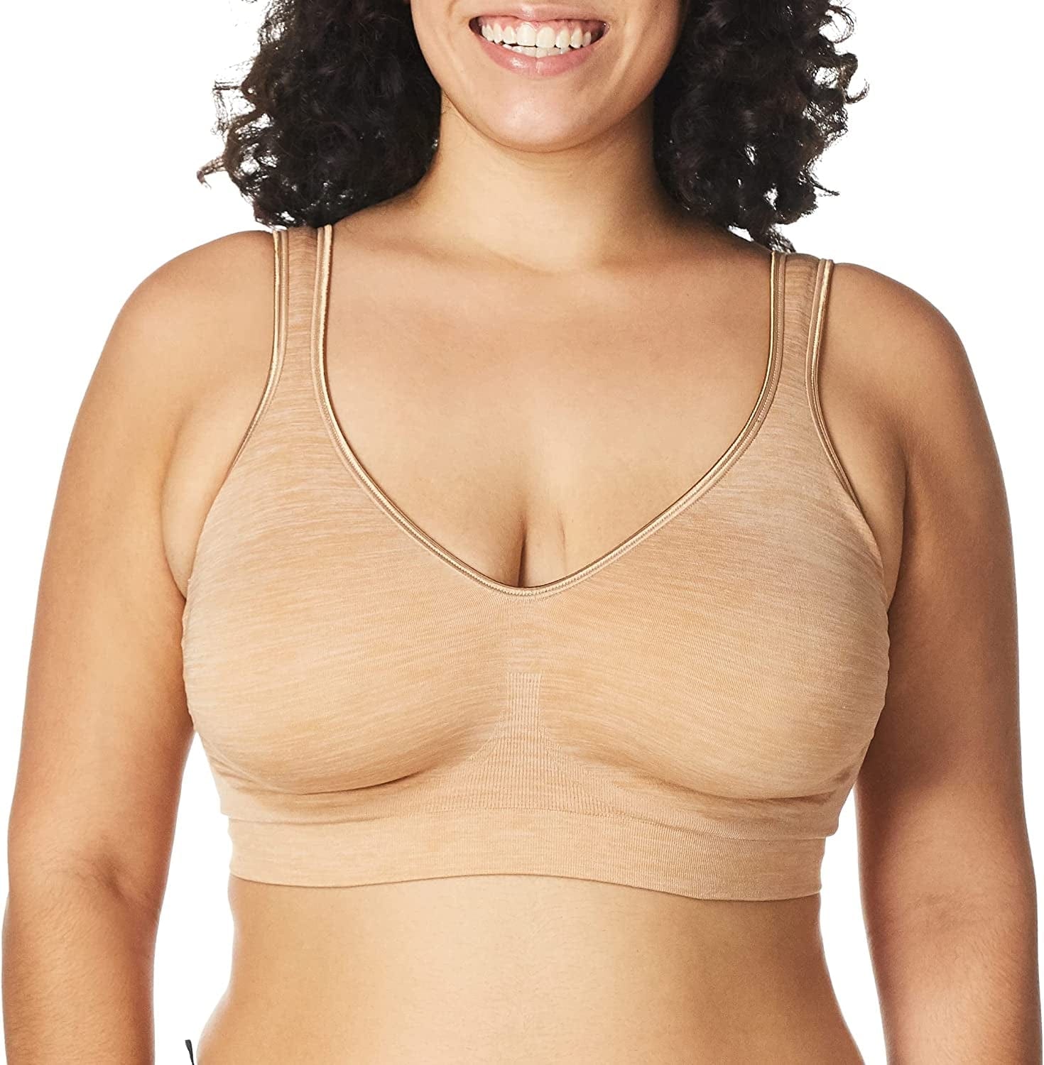 Bali Women'S Comfort Revolution Full-Coverage Wireless Bra, Wirefree T-Shirt Bra, DF3484 Sunbaked Beige Heather / Large