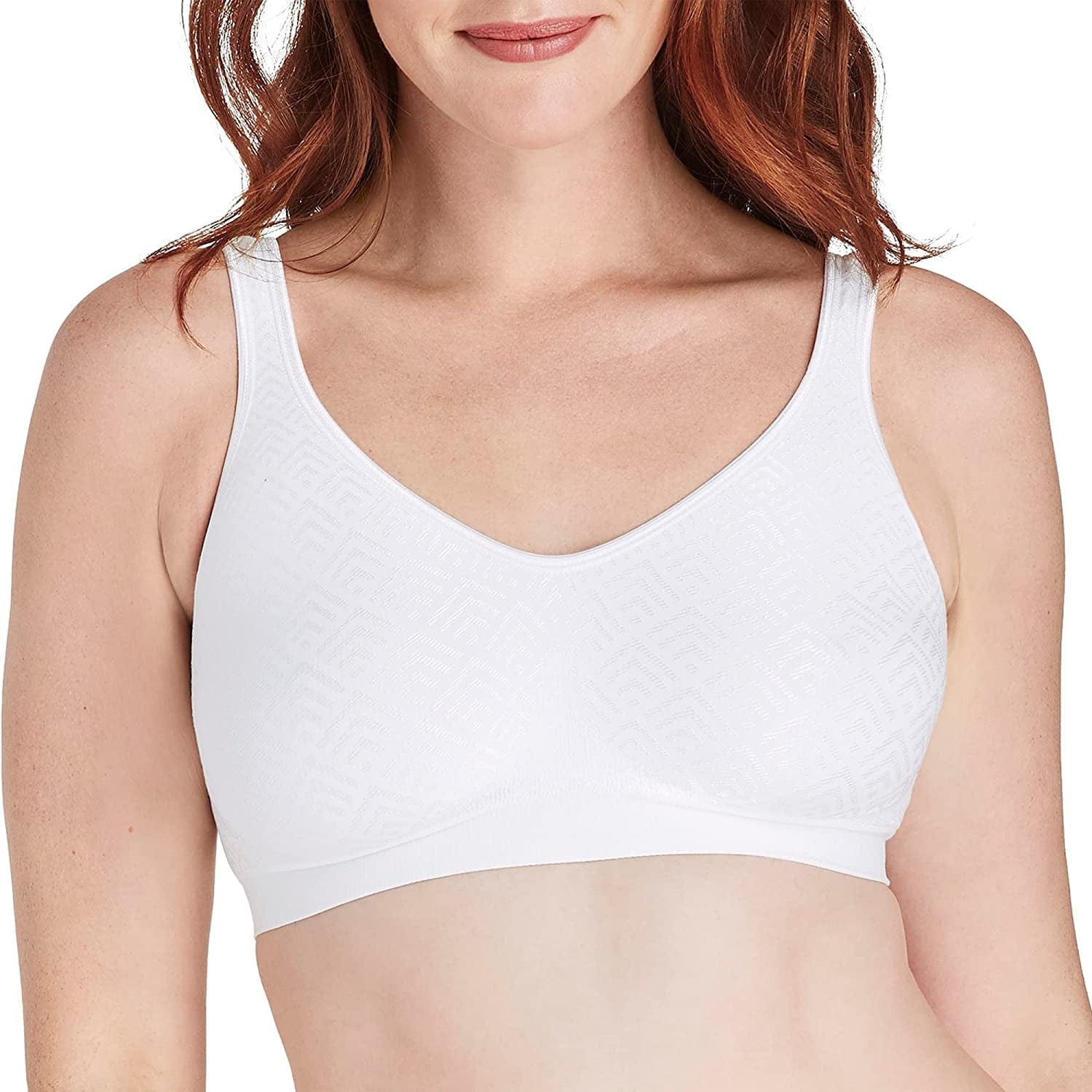 Bali Women'S Comfort Revolution Full-Coverage Wireless Bra, Wirefree T-Shirt Bra, DF3484 White Retro / 3X-Large