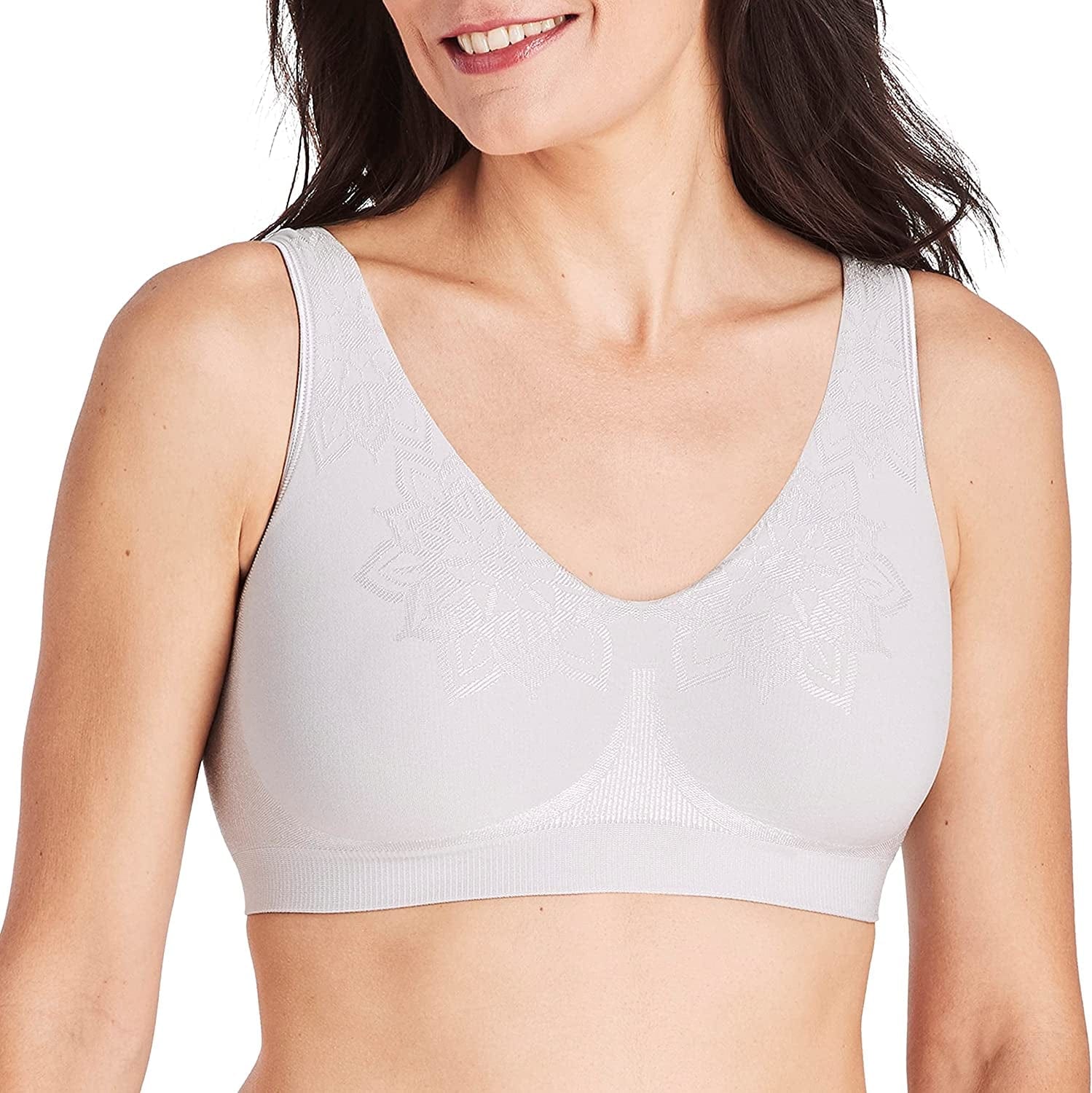 Bali Women'S Comfort Revolution Full-Coverage Wireless Bra, Wirefree T-Shirt Bra, DF3484 Crystal Grey Aztec / X-Large