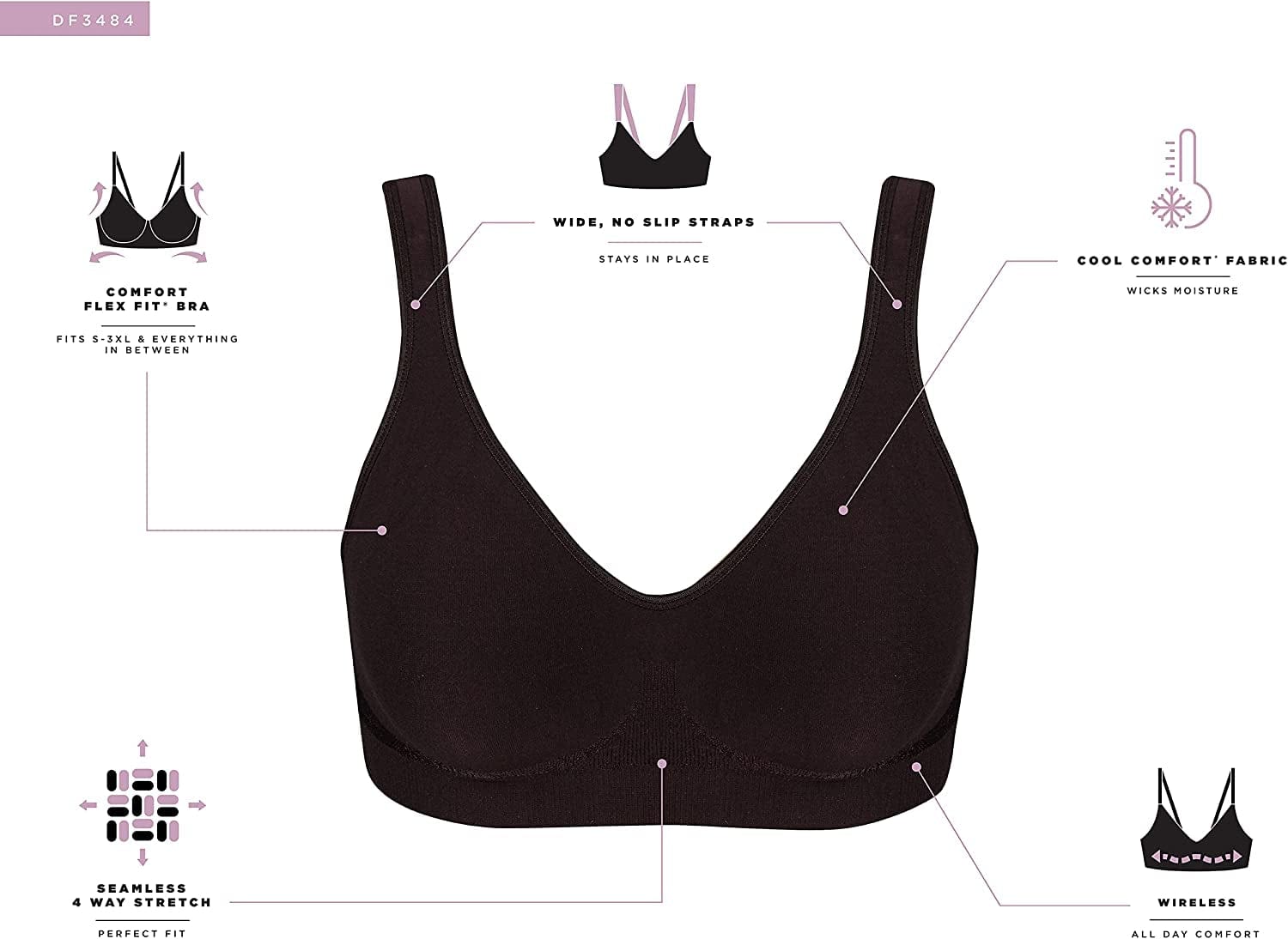 Bali Women'S Comfort Revolution Full-Coverage Wireless Bra, Wirefree T-Shirt Bra, DF3484