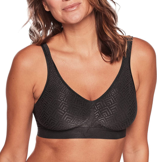 Bali Women'S Comfort Revolution Full-Coverage Wireless Bra, Wirefree T-Shirt Bra, DF3484 Black Retro / Small