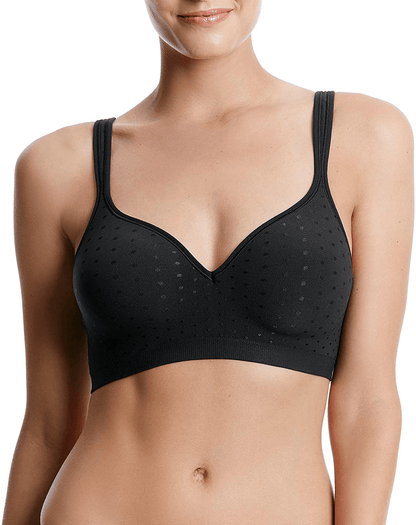 Bali Women's Comfort Revolution Wirefree Bra DF3463 Black/Black Dot / 38D