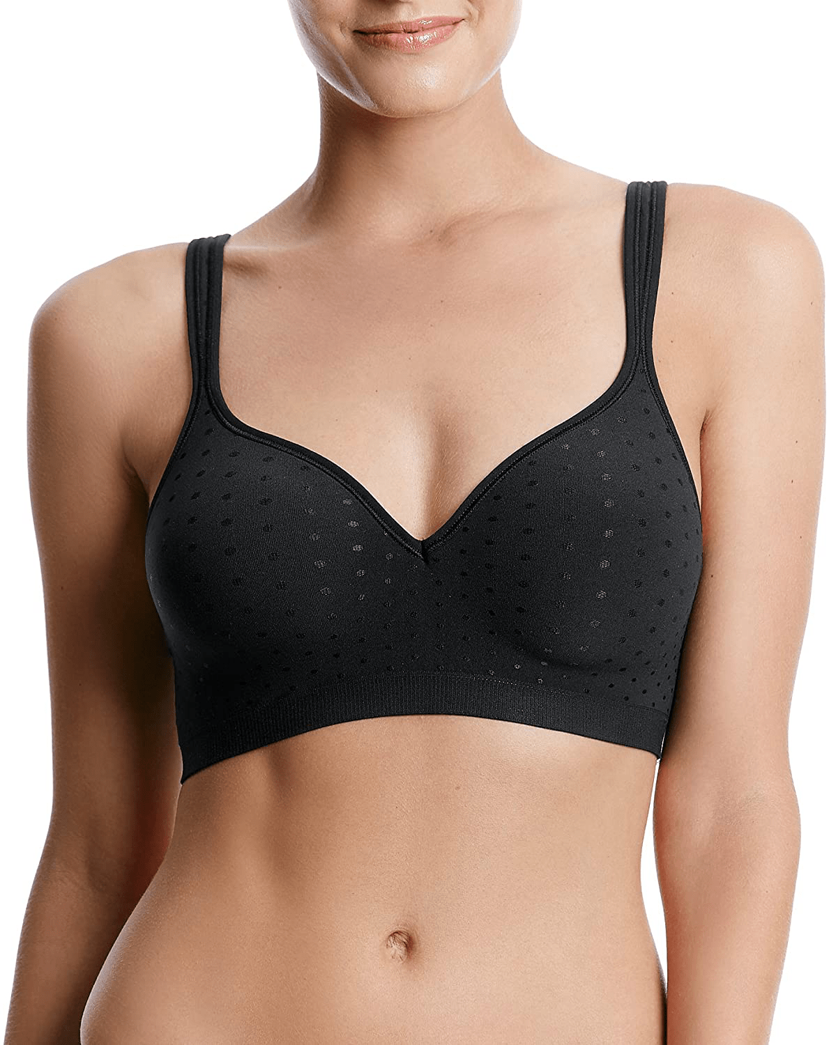 Bali Women's Comfort Revolution Wirefree Bra DF3463 Black/Black Dot / 38D