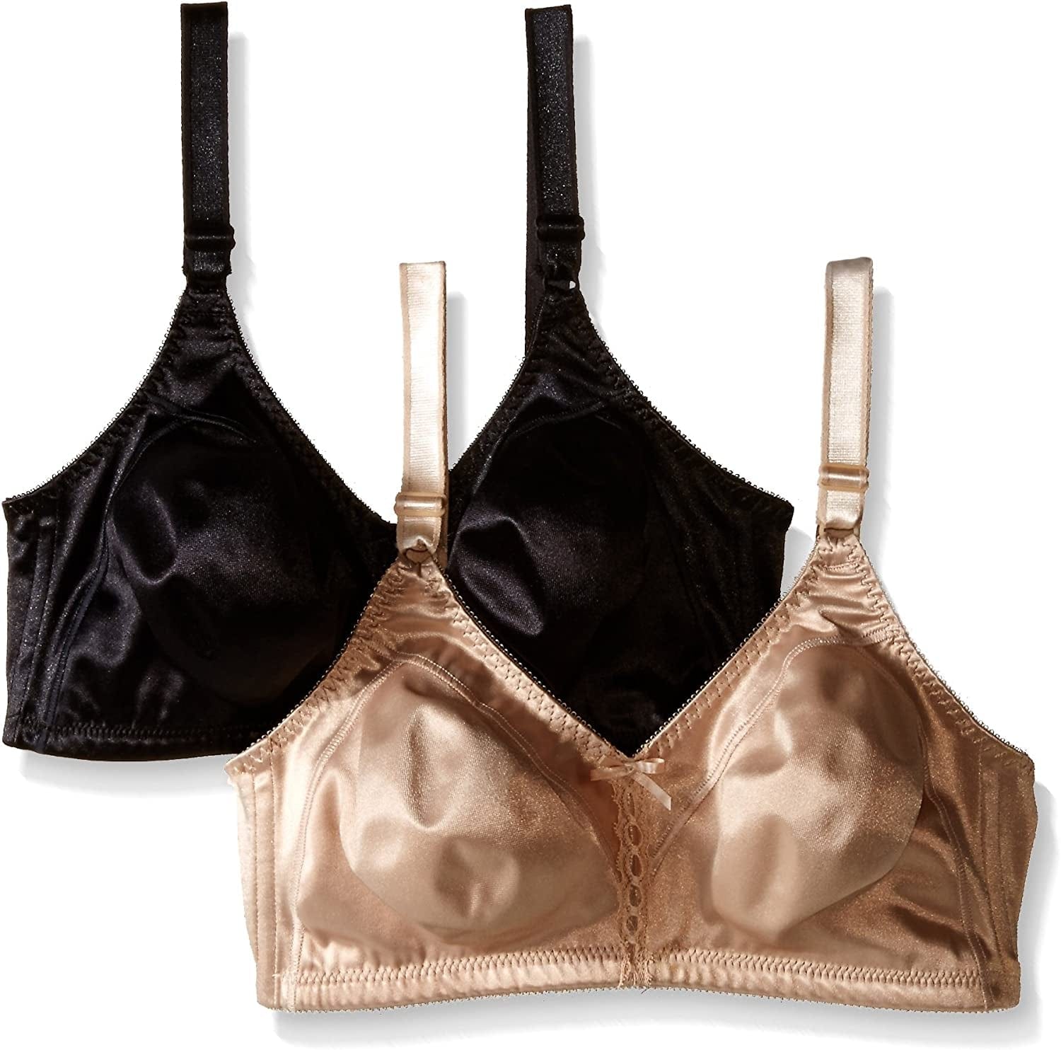 Bali Women'S Double-Support Wire Free Bra #3820 Nude/Black, 2 Pack / 40D