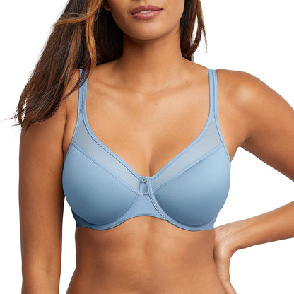 Bali Womens One Smooth U Underwire Bra, Ultra Light T-Shirt Bra with Stay-In-Place Straps Blue Sky Ahead / 36D