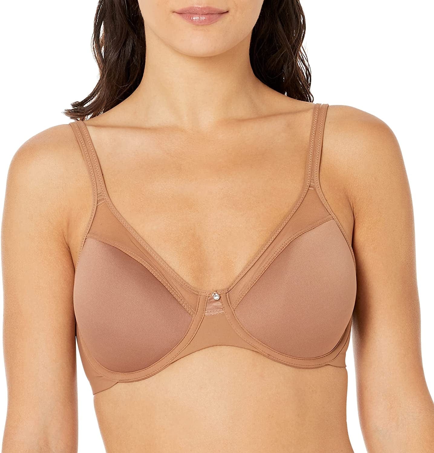 Bali Womens One Smooth U Underwire Bra, Ultra Light T-Shirt Bra with Stay-In-Place Straps Cinnamon Butter / 34DD