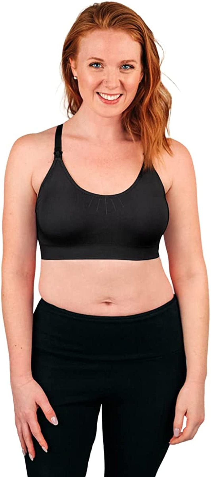 Bamboobies Women’S Yoga Full Bust Seamless Nursing Maternity Bra for Breastfeeding, Hibiscus (Pink), Extra Small (XS) Black / Large