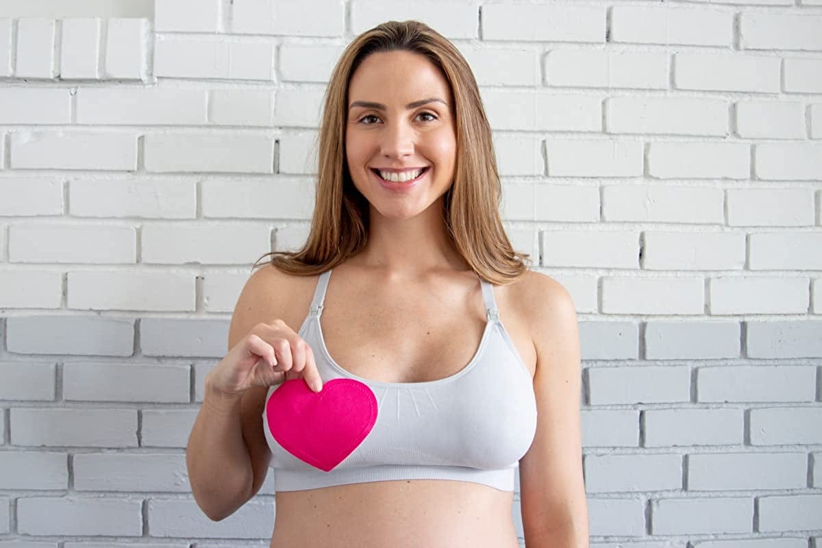 Bamboobies Women’S Yoga Full Bust Seamless Nursing Maternity Bra for Breastfeeding, Hibiscus (Pink), Extra Small (XS)