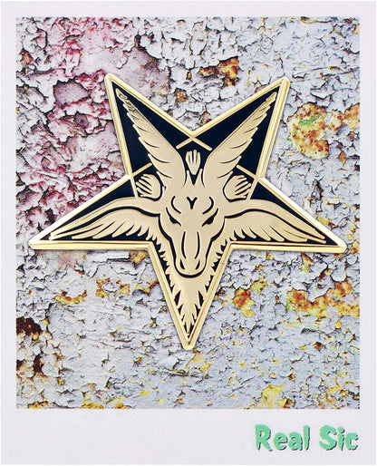 Baphomet Head Enamel Pin – Sabbatic Goat Pentagram Tarot Occult Unisex Lapel Pin - for Backpacks, Jackets, Shirts, Bags, Tops