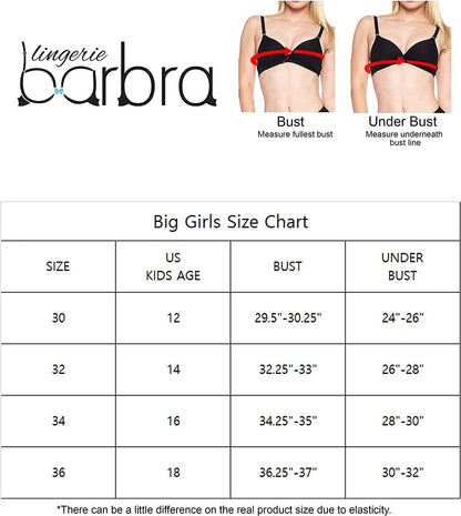 Barbra Lingerie Big Girls Bras for Teen Girl Wireless Molded Padded Juniors Training Bra 5 Pack