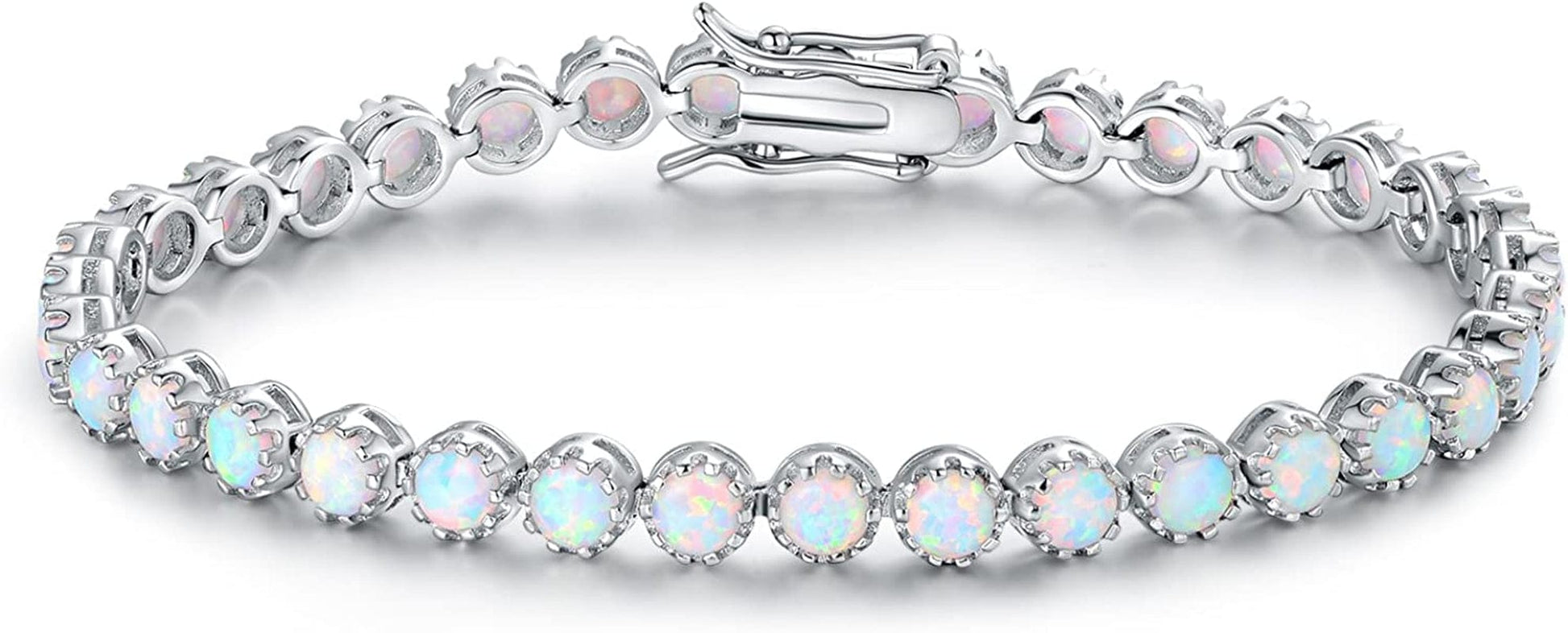 Barzel 18K Gold Plated Crown Created Opal Bracelet Tennis Apparel & Accessories > Jewelry > Bracelets Barzel Silver  