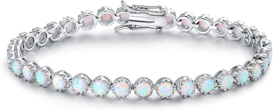 Barzel 18K Gold Plated Crown Created Opal Bracelet Tennis Apparel & Accessories > Jewelry > Bracelets Barzel Silver  