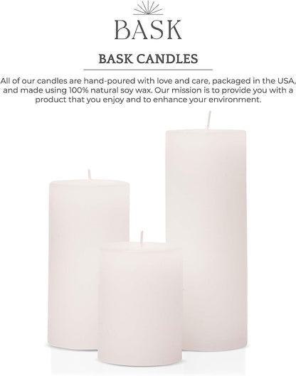 BASK Mottled Pillar Candles - Unscented White Pillar Candles Set of 3 - Dripless Large Candles Pillar - Smokeless White Pillar Candles for All Occasions