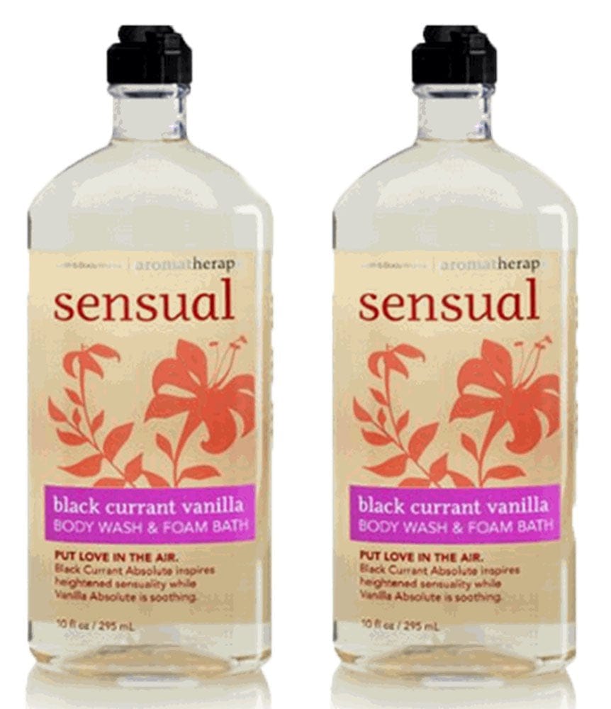 Bath and Body Works, Aromatherapy Sensual Black Currant Vanilla Body Wash & Foam Bath 10Oz. per Bottle (2 Pack) Health & Beauty > Personal Care > Cosmetics > Bath & Body Bath & Body Works   