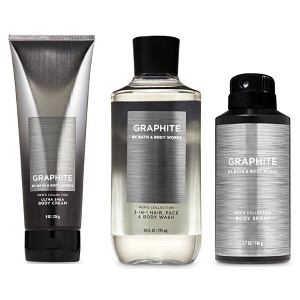 BATH and BODY WORKS, GIFT SET GRAPHITE for MEN ~ BODY WASH ~ BODY CREAM and DEODORIZING BODY SPRAY- FULL SIZE Health & Beauty > Personal Care > Cosmetics > Bath & Body Bath & Body Works   