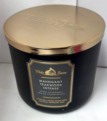 Bath & Body Works White Barn 3-Wick Candle in Mahogany Teakwood High Intensity