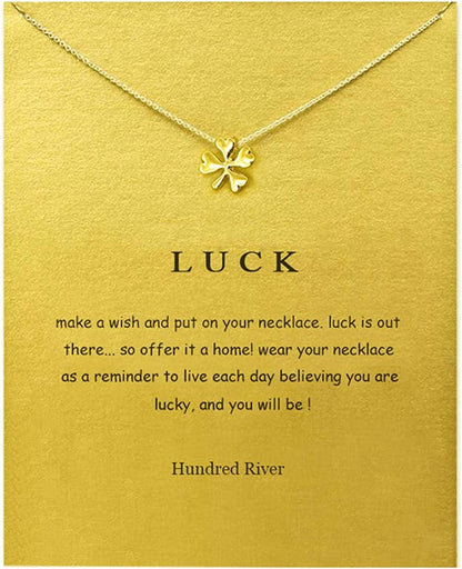 Baydurcan Friendship Anchor Compass Necklace Good Luck Elephant Pendant Chain Necklace with Message Card Gift Card gold clover