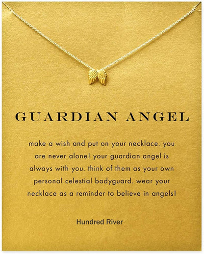 Baydurcan Friendship Anchor Compass Necklace Good Luck Elephant Pendant Chain Necklace with Message Card Gift Card gold angle wing