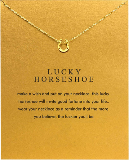 Baydurcan Friendship Anchor Compass Necklace Good Luck Elephant Pendant Chain Necklace with Message Card Gift Card gold horseshoe