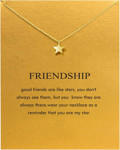 Baydurcan Friendship Anchor Compass Necklace Good Luck Elephant Pendant Chain Necklace with Message Card Gift Card Gold star