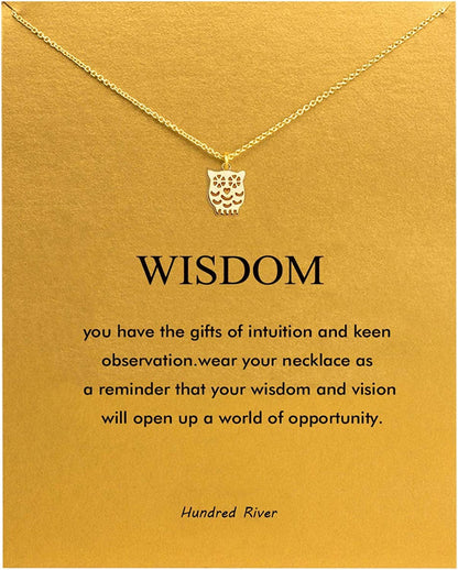 Baydurcan Friendship Anchor Compass Necklace Good Luck Elephant Pendant Chain Necklace with Message Card Gift Card gold owl