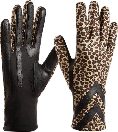 Isotoner Womens Spandex Touchscreen Cold Weather Gloves with Warm Fleece Lining and Chevron Details Apparel & Accessories > Clothing Accessories > Gloves & Mittens isotoner Laopard - Smartdri Small-Medium 