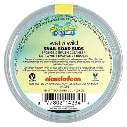 Wet N Wild Soap Suds Sponge + Brush Cleanser Bob Squarepants Makeup Tools Brush Cleaner Solution, Gary the Snail, 1.05 Ounce (1114234) Health & Beauty > Personal Care > Cosmetics > Cosmetic Tools > Makeup Tools wet n wild   