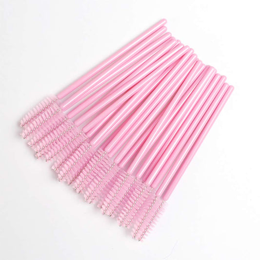 Eyelash Spoolie Brushes 100PCS Mascara Wands Eyebrow Brush Cleaner Applicator Makeup-Tools False Eyelashes Extension (100PCS PINK BRUSHES) Health & Beauty > Personal Care > Cosmetics > Cosmetic Tools > Makeup Tools FANJEIS Pink  
