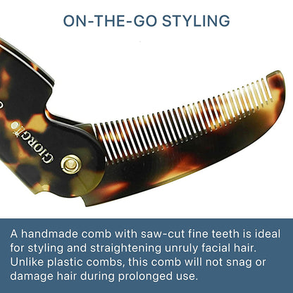 Giorgio G87 4.5 Inch Folding Mustache Comb and Beard Comb, Small Pocket Comb for Men Everyday Grooming and Hair Care. Handmade, Saw-Cut and Hand Polished Styling Men'S Folding Comb. Tokyo Health & Beauty > Personal Care > Hair Care GIORGIO   