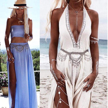 Victray Sequins Waist Chain Beach Belly Body Chains Fashion Waist Jewelry Nightclub Body Accessory for Women and Girls (Silver) Apparel & Accessories > Jewelry > Body Jewelry Victray   