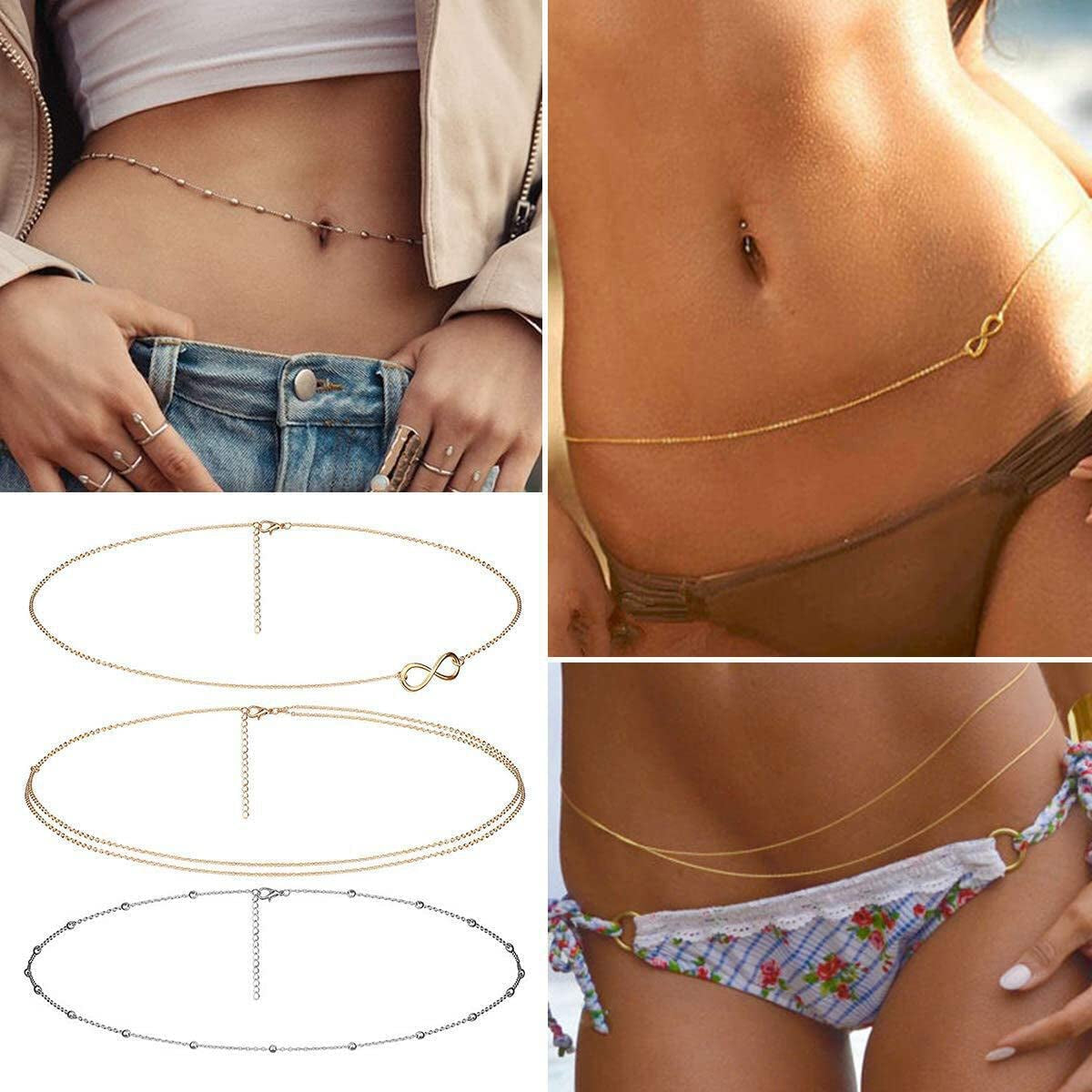 Shaggydogz 18 Pieces Waist Beads Body Chains, Colorful African Belly Waist Bracelet Anklet Necklace Bead Stretchy Elastic String Summer Beach Bikini Jewelry for Women Girls Sexy Beauty Fashion Apparel & Accessories > Jewelry > Body Jewelry ShaggyDogz   
