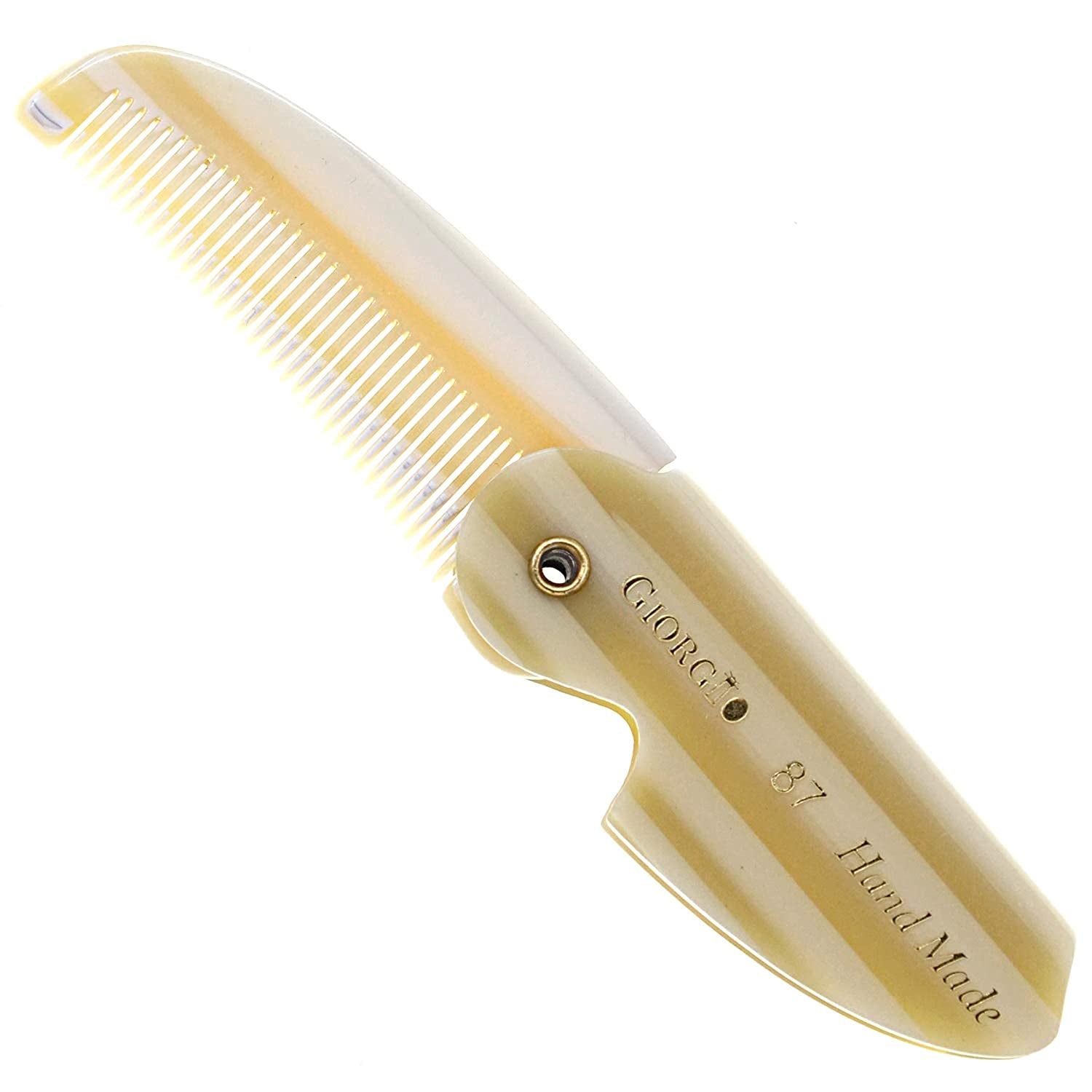 Giorgio G87 4.5 Inch Folding Mustache Comb and Beard Comb, Small Pocket Comb for Men Everyday Grooming and Hair Care. Handmade, Saw-Cut and Hand Polished Styling Men'S Folding Comb. Tokyo Health & Beauty > Personal Care > Hair Care GIORGIO Ivory 6 Pack 