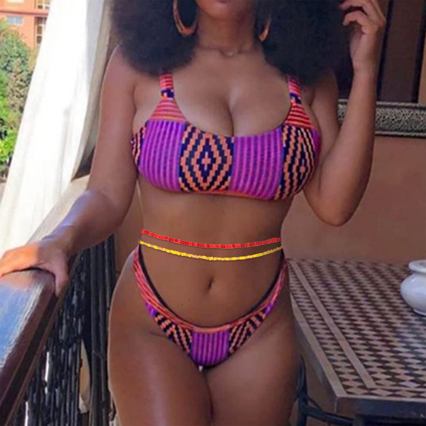 TOBENY 31.5 Inch Elastic Waist Beads for Women 32PCS Colorful Summer Layered Beaded Waist Belly Beads Bikini Jewelry African Waist Beads Body Chain Sets Apparel & Accessories > Jewelry > Body Jewelry TOBENY   