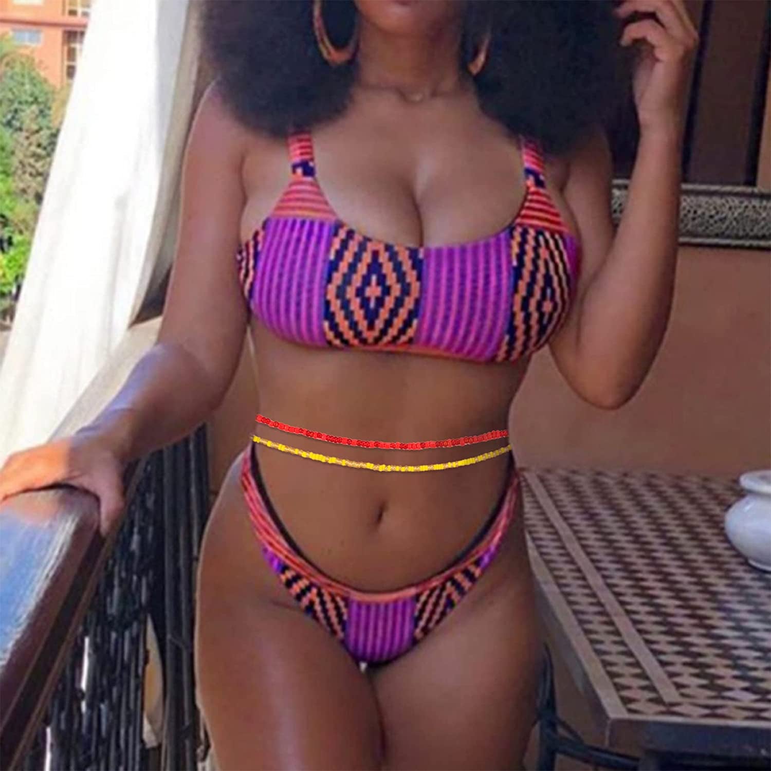 TOBENY 31.5 Inch Elastic Waist Beads for Women 32PCS Colorful Summer Layered Beaded Waist Belly Beads Bikini Jewelry African Waist Beads Body Chain Sets Apparel & Accessories > Jewelry > Body Jewelry TOBENY   