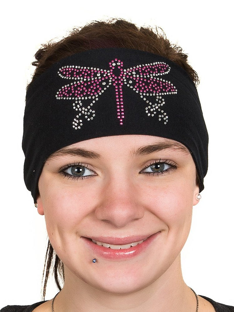 Open Road Girl Head Wrap: Wide Headbands for Women: Biker Chick Headwear: Dragonfly with Rhinestones (Purple) Apparel & Accessories > Clothing Accessories > Bandanas & Headties Open Road Biker Gear Pink  