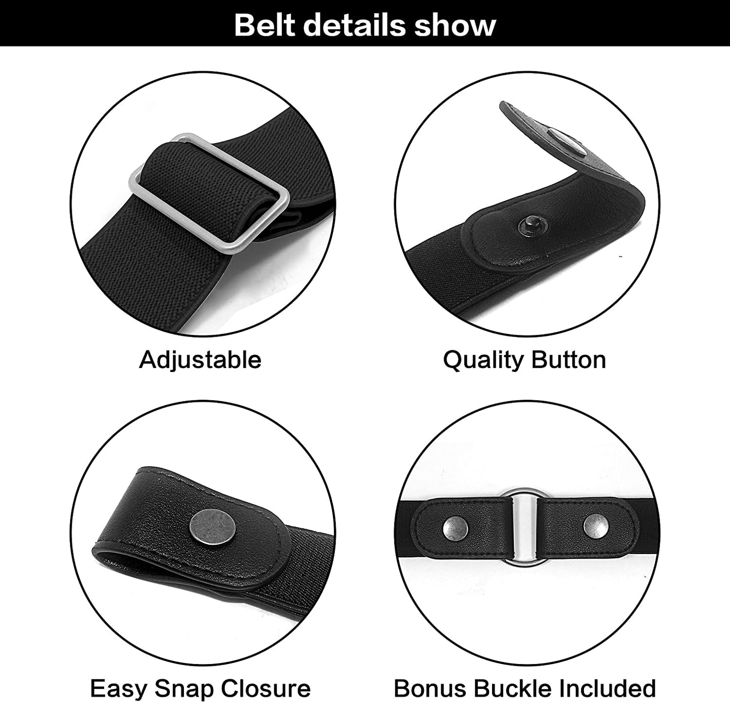 Udekit No Buckle Elastic Stretch Belts Buckle Free Waist Belt for Jeans Pants Apparel & Accessories > Clothing Accessories > Belts Udekit   