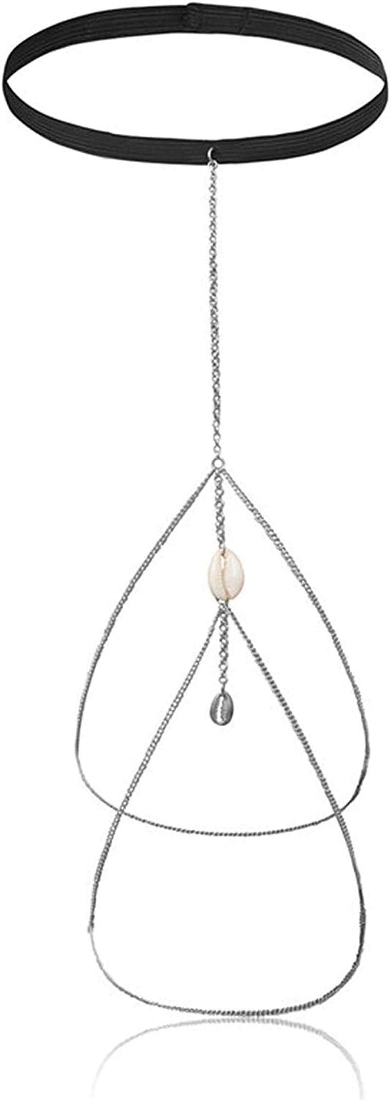 Snake Leg Chain for Women Thigh Chain for Girls Gold Snake Pendant Boho Body Chain for Beach Summer Holiday Apparel & Accessories > Jewelry > Body Jewelry HUASAI Shell Silver  