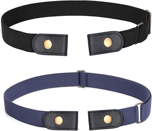 No Buckle Stretch Belt for Women Men Elastic Waist Belt up to 72 Inch for Jeans Pants Apparel & Accessories > Clothing Accessories > Belts WERFORU X-black+blue Pants Size 23"-30" 