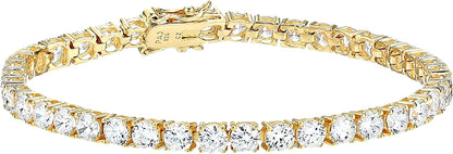 Essentials Plated Sterling Silver round Cut Cubic Zirconia Tennis Bracelet Apparel & Accessories > Jewelry > Bracelets KYLIE MAX Yellow Gold Plated Sterling Silver 4mm 7" length